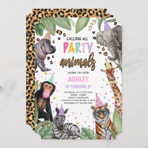 Calling All Party Animals Safari Birthday Invitation