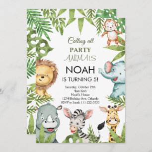 Calling All Party Animals Safari Birthday Invite