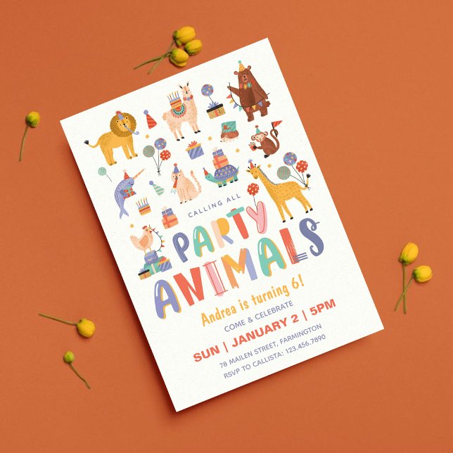 Calling All Party Animals Safari Birthday Kids Invitation (Creator Uploaded)