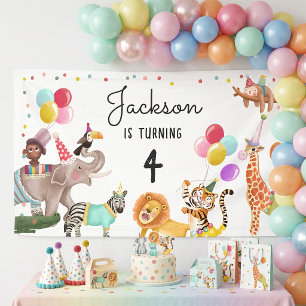 Calling All Party Animals Safari Joint Birthday Banner