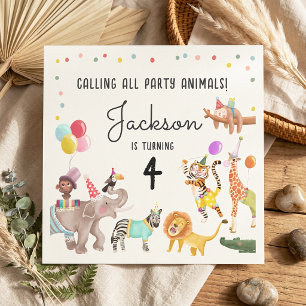 Calling All Party Animals Safari Joint Birthday Napkin