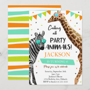 Calling All Party Animals Safari Jungle Invite