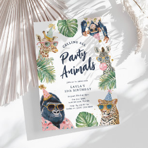 Calling All Party Animals Safari Kids Birthday Invitation