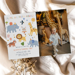 Calling All Party Animals Safari Zoo Birthday Invitation