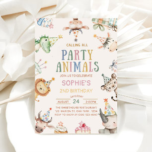 Calling All Party Animals Safari Zoo Birthday Invitation