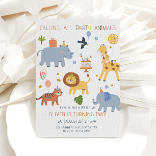 Calling All Party Animals Safari Zoo BirthdayCalli Invitation