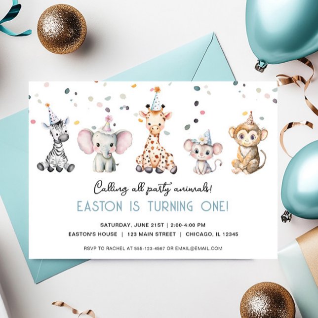 Calling All Party Animals simple boy birthday Invitation (Creator Uploaded)