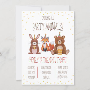 Calling all Party Animals! Themed Birthday Party Invitation
