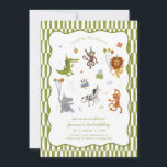 Calling All Party Animals Wild Safari Birthday Invitation<br><div class="desc">Get ready to celebrate in wild style with this adorable “Calling All Party Animals” birthday invitation! Featuring a playful mix of illustrated jungle friends — including a lion, tiger, monkey, zebra, hippo, and crocodile — this charming design is perfect for your little one’s first birthday or any fun-filled kids’ party....</div>