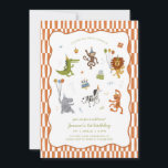 Calling All Party Animals Wild Safari Birthday Invitation<br><div class="desc">Get ready to celebrate in wild style with this adorable “Calling All Party Animals” birthday invitation! Featuring a playful mix of illustrated jungle friends — including a lion, tiger, monkey, zebra, hippo, and crocodile — this charming design is perfect for your little one’s first birthday or any fun-filled kids’ party....</div>