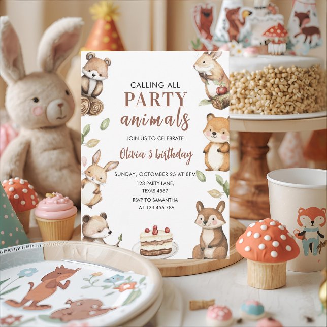 Calling All Party Animals Woodland Birthday Invitation (Creator Uploaded)