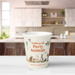 Calling All Party Animals Woodland Birthday Paper Cups<br><div class="desc">Party animal birthday theme featuring illustrations of woodland animals including owl,  hedgehog,  squirrel,  rabbit,  skunk,  fox,  and bird wearing party hats. Cake decorated with berries at centre. Personalise the number on the cake. Also features butterflies,  green balloon and mushroom illustrations.</div>