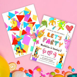 Calling All Party Animals Zoo Birthday Invitation