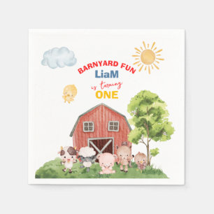 Calling All Party Farm Animals 1st Birthday Napkin