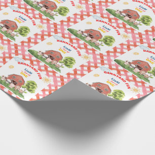 Calling All Party Farm Animals 1st Birthday Wrapping Paper