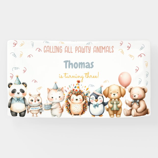 Calling all pawty animals birthday party banner (Horizontal)