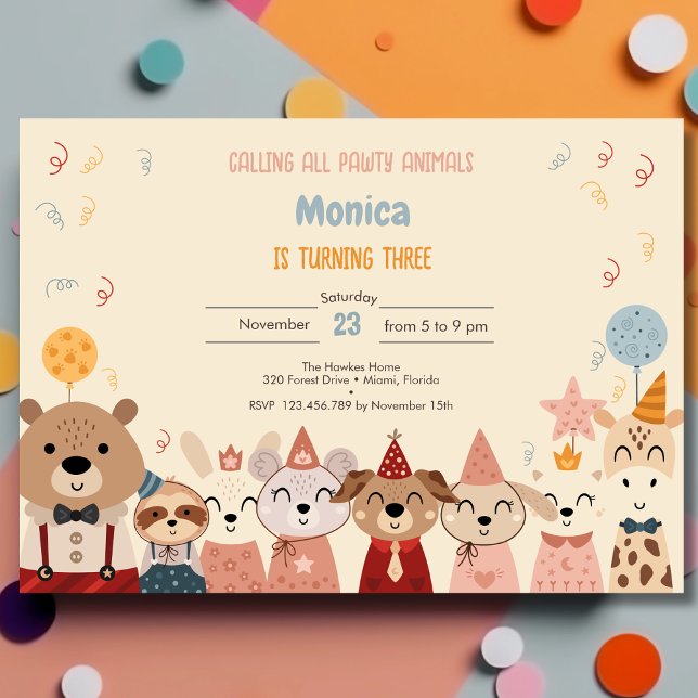 Calling all pawty animals birthday party invitation (Creator Uploaded)