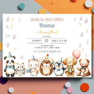Calling all pawty animals birthday party invitation