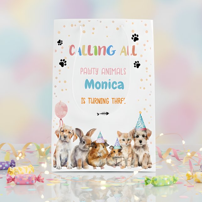 Calling all pawty animals birthday party medium gift bag (Creator Uploaded)