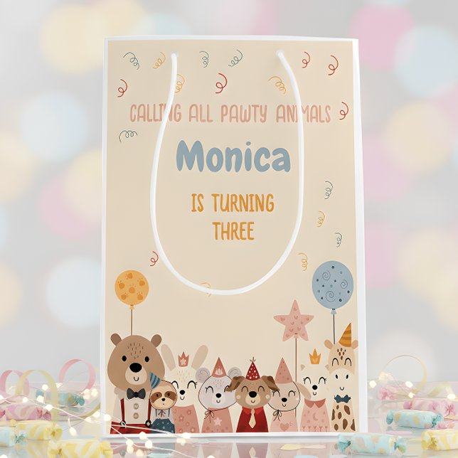 Calling all pawty animals birthday party medium gift bag (Creator Uploaded)