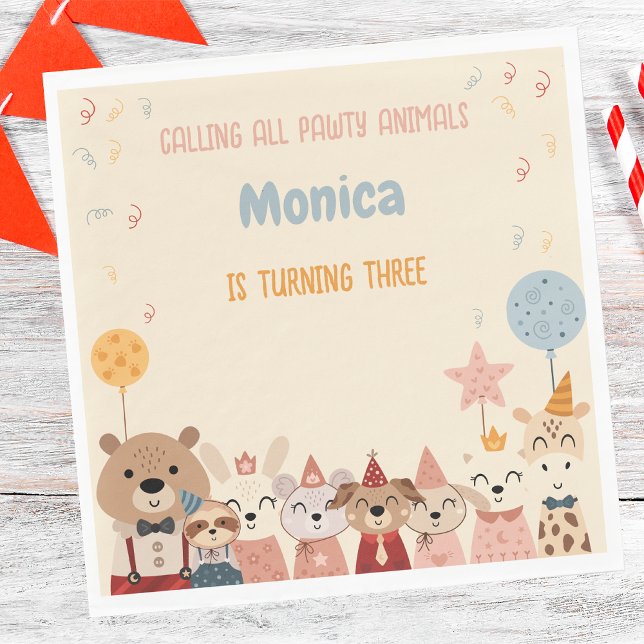 Calling all pawty animals birthday party napkin (Creator Uploaded)