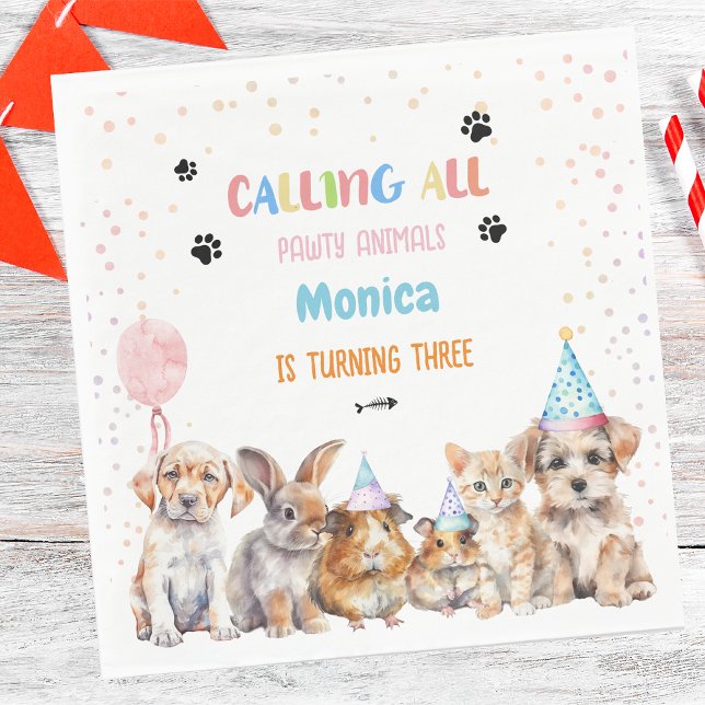 Calling all pawty animals birthday party napkin (Creator Uploaded)