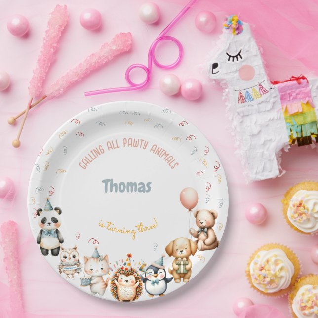 Calling all pawty animals birthday party paper plate (Party)