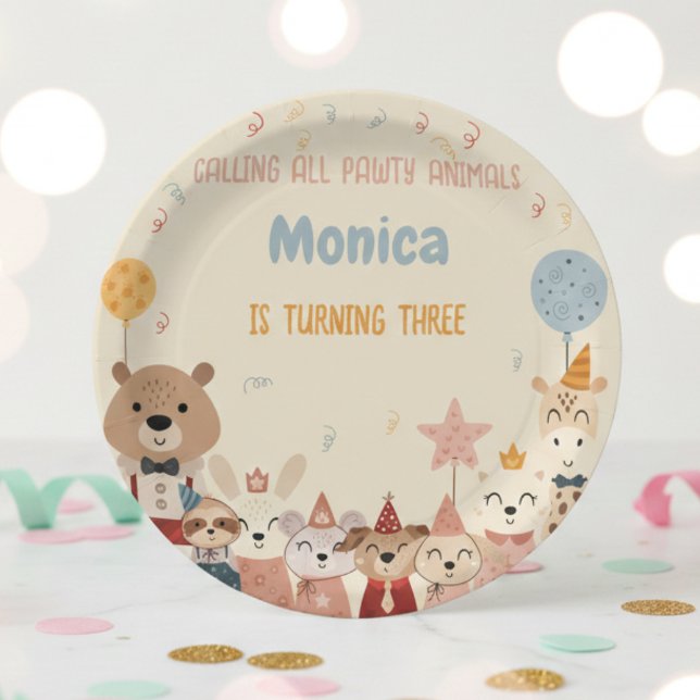 Calling all pawty animals birthday party paper plate (Creator Uploaded)