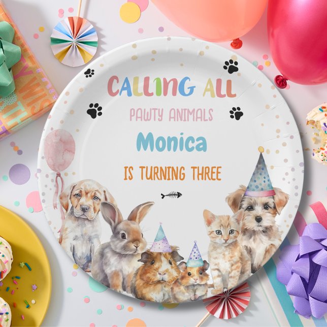 Calling all pawty animals birthday party paper plate (Creator Uploaded)