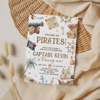 Calling All Pirates Birthday Invitation Boy