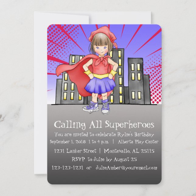 Calling All Superheroes Birthday Invitation (Front)