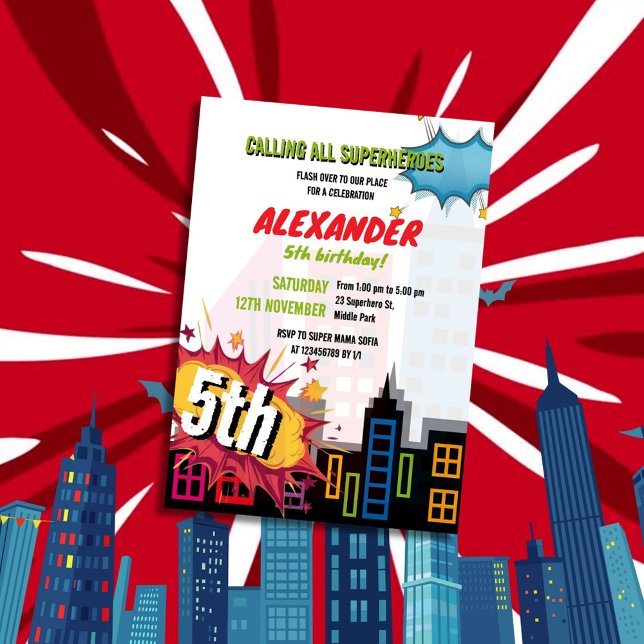 Calling All Superheroes City Building Birthday Invitation (Creator Uploaded)