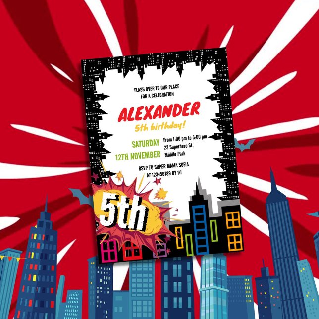 Calling All Superheroes City Building Birthday Invitation (Creator Uploaded)