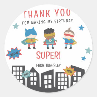 Calling all Superheroes!  Superhero Birthday Party Classic Round Sticker
