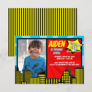 Calling All Superheroes Superhero Theme Birthday Invitation