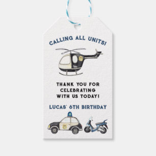 Calling all Units! Police themed Birthday Party Gift Tags