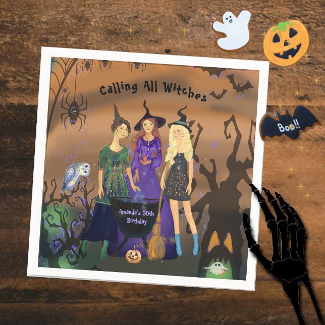 Calling All Witches Halloween Birthday  Napkin (Calling All Witches Halloween Birthday Napkins)