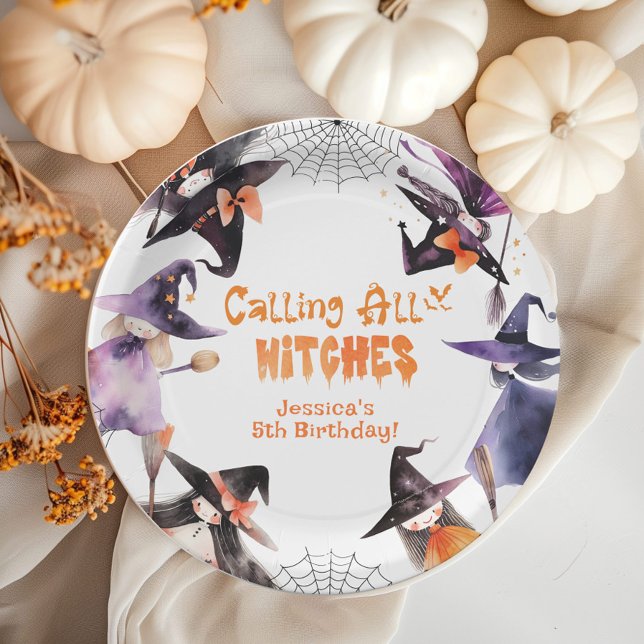 Calling all witches Halloween Costume party Paper Plate (Creator Uploaded)