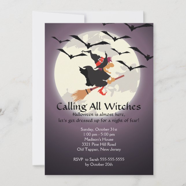 Calling all Witches Halloween Invitation (Front)