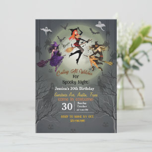 Calling All Witches Halloween Party 30Th Birthday Invitation