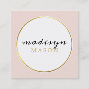 CALLING CARD circle border black gold blush pink