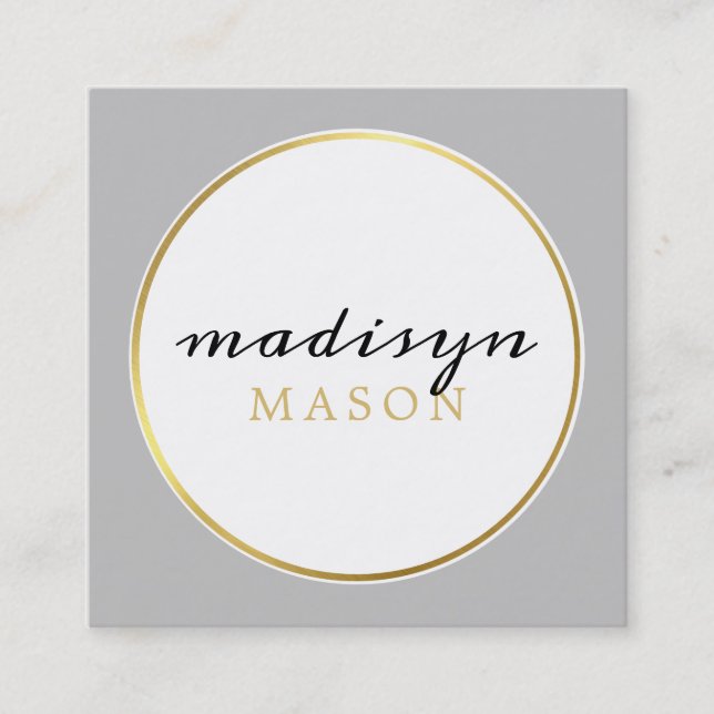 CALLING CARD circle border black gold pale grey (Front)