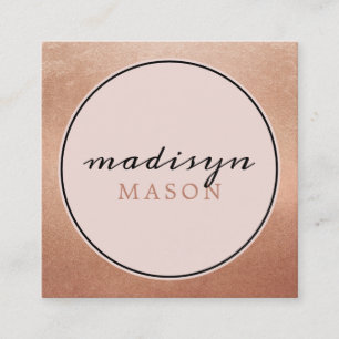CALLING CARD circle border blush pink rose gold