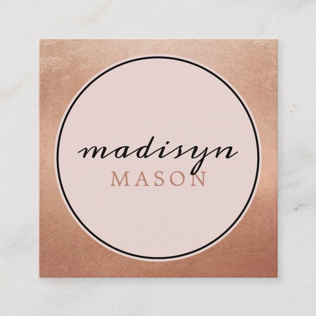 CALLING CARD circle border blush pink rose gold (Front)