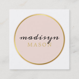 CALLING CARD circle border chic blush pink gold