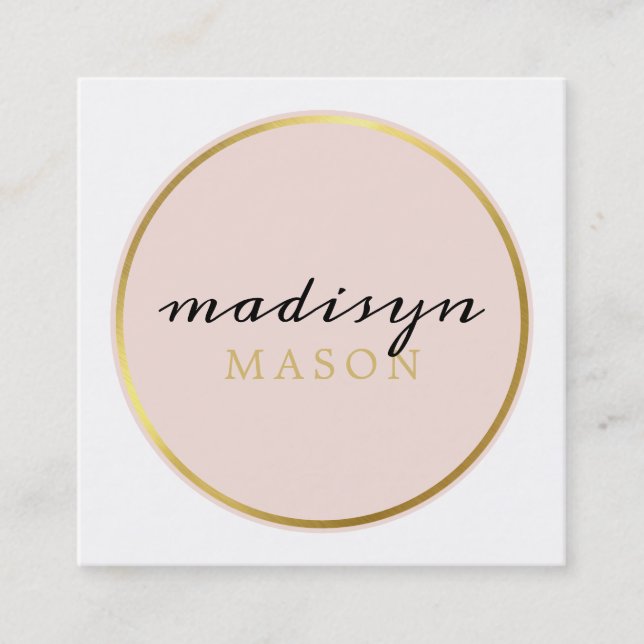 CALLING CARD circle border chic blush pink gold (Front)