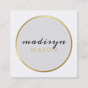 CALLING CARD circle border chic pale grey gold