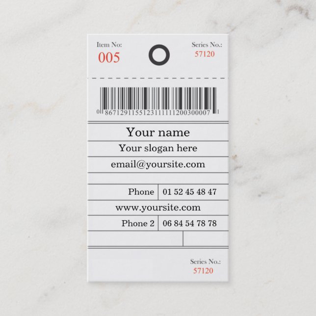 Calling card labels (Front)