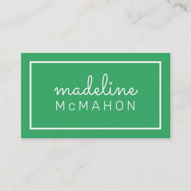 CALLING CARD preppy modern chic bold emerald green (Front)