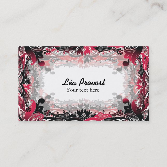Calling card Red flowers (Front)